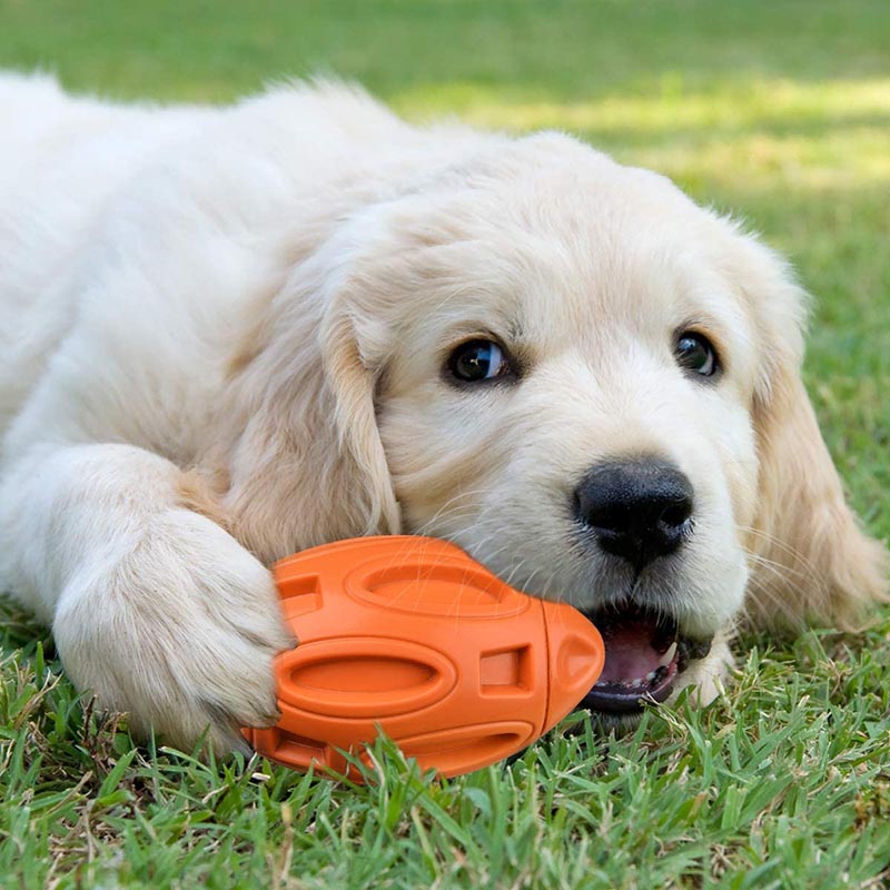 Dog Squeak Toys for Aggressive Chewers Durable Pet Rubber Football Toys-Orange