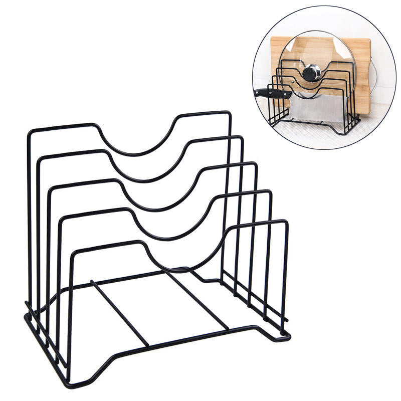 Simple Houseware Kitchen Pot Lid Rack Holder Organizer Black