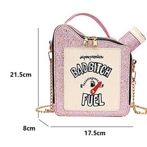 Women Fashion Sequin Crossbody Bag Fun Gasoline Handbag-Pink