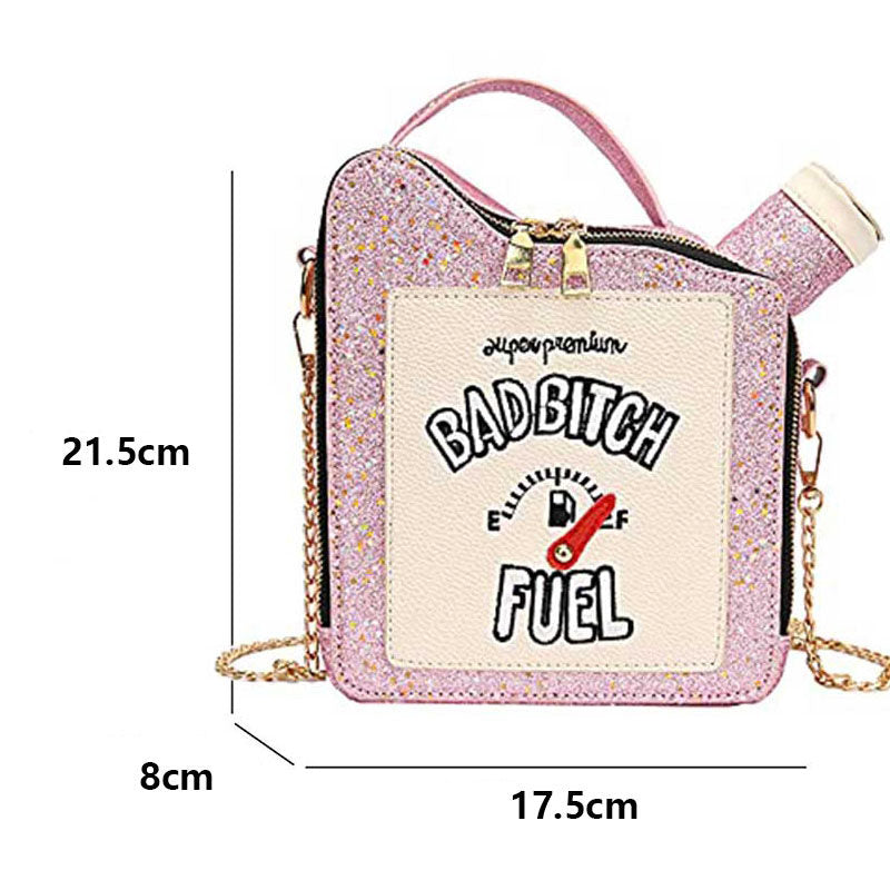 Women Fashion Sequin Crossbody Bag Fun Gasoline Handbag-Pink