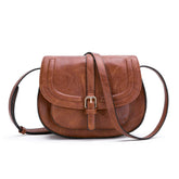 Boho Crossbody Bags for Women Vegan Leather Saddle Purses-Brown