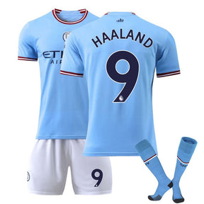 HAALAND #9 Manchester City F.C Home Jersey 22/23 Soccer Jersey Set For Adult Kids