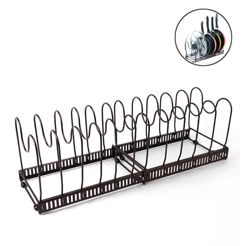 Expandable Pot Organizer Rack 12 Dividers Adjustable for Kitchen-Bronze