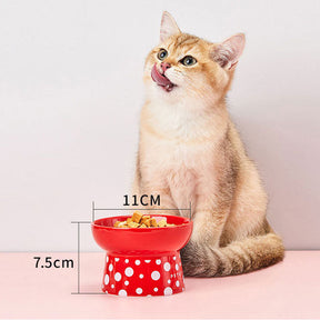 2Pcs Ceramic Raised Cat Food Bowls Elevated Food and Water Bowls Set