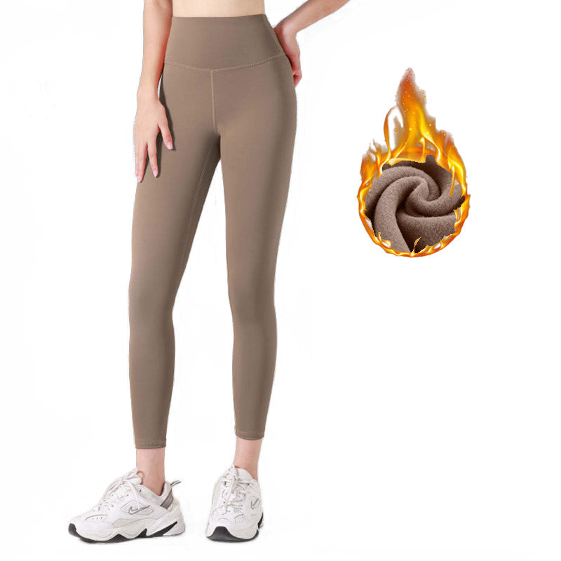 Womens Fleece Yoga Pant High Waisted Tummy Control Athletic Leggings-Cocoa