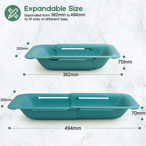 Sink Retractable Strainer Basket for Washing Vegetable Drying Dish-Green