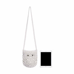 Womens Hand Woven Crossbody Bag Beach Casual Shoulder Bag-White