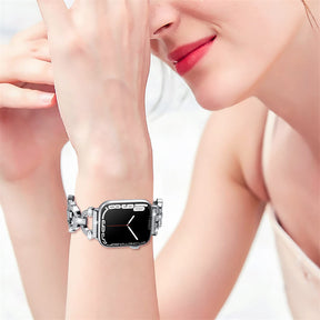 Bling Strap Full Diamonds Metal Jewelry Band for Apple Watch-Silver