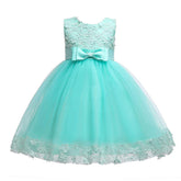 Girls Tulle Lace Flower Princess Wedding Dress For Toddler And Baby Girl-Apple Green