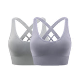 2 Pcs High Impact Sports Bra Medium Support Quick Dry Athletic Vest-Set4