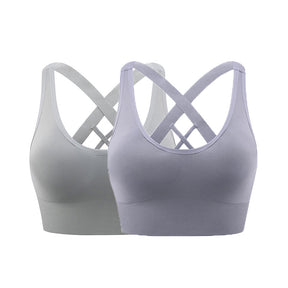 2 Pcs High Impact Sports Bra Medium Support Quick Dry Athletic Vest-Set4