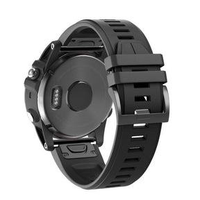 22mm 26mm Sport Silicone Watchband For Garmin Fenix  5Plus/5X Plus Easy Fit Quick Release Starp Black Steel Buckle-Black