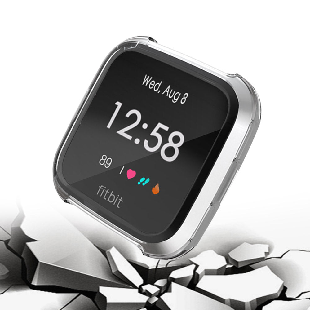 For Fitbit Versa Lite Electroplated Soft TPU Slim Watch Case -Clear