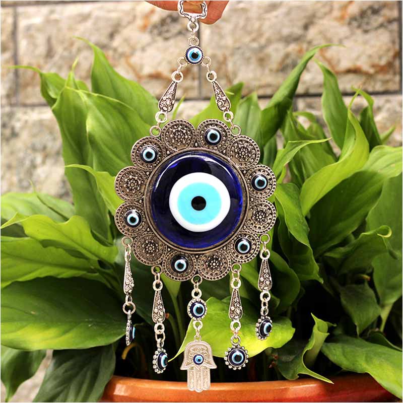 Blue Evil Eye with Hamsa Hand Protection Hanging Ornament