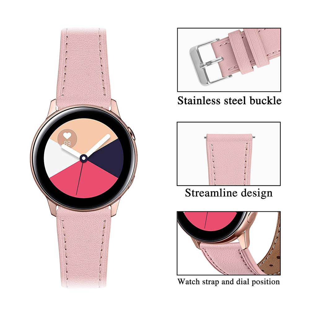 First Layer Cowhide Round Tail Leather Watch Band For Samsung Galaxy Watch 42/46mm Gear S3 Frontier/Classic(Pink)