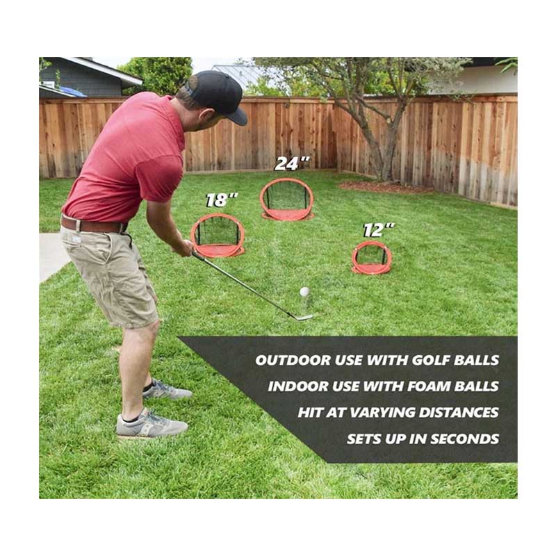 3 Piece Golf Chipping Practice Net Target System with Carrying Case-Green