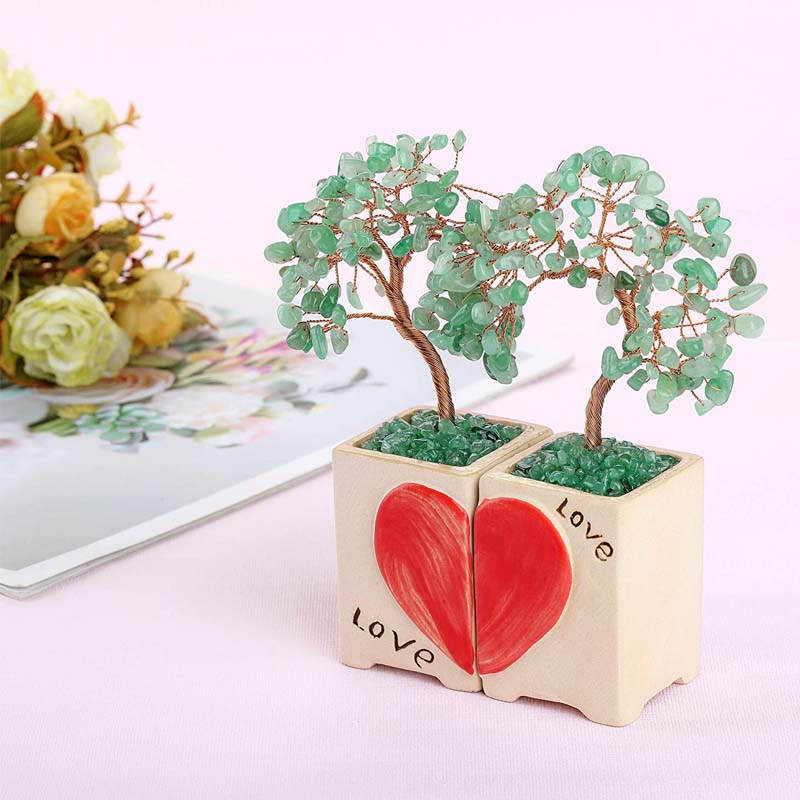 Green Aventurine Chakra Love Heart Tree for Living Room Decoration