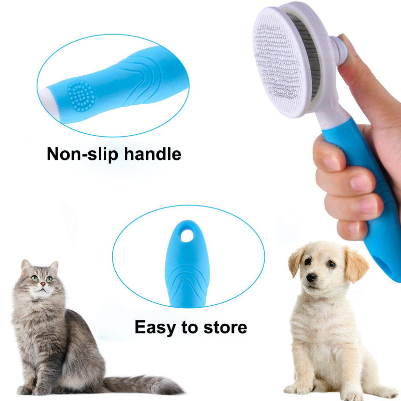 Pet Self-Cleaning Slicker Brushes for Shedding Grooming Removes Loose Undercoat-Blue