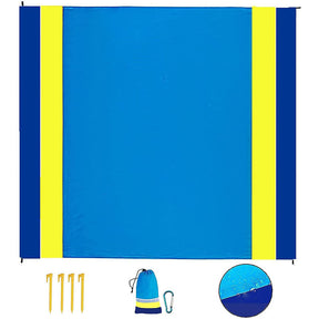 Sand Free Beach Blanket 82 x79inches Portable Waterproof Beach Mat-RoyalBlue Yellow