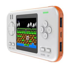 2 in 1 Handheld Game Console 8000mAh Power Bank with 416 Classic FC Games-White Orange