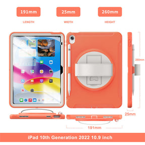 Tablet Case For iPad 10th with 360¡ã Kickstand/Hand Strap Shockproof-Orange
