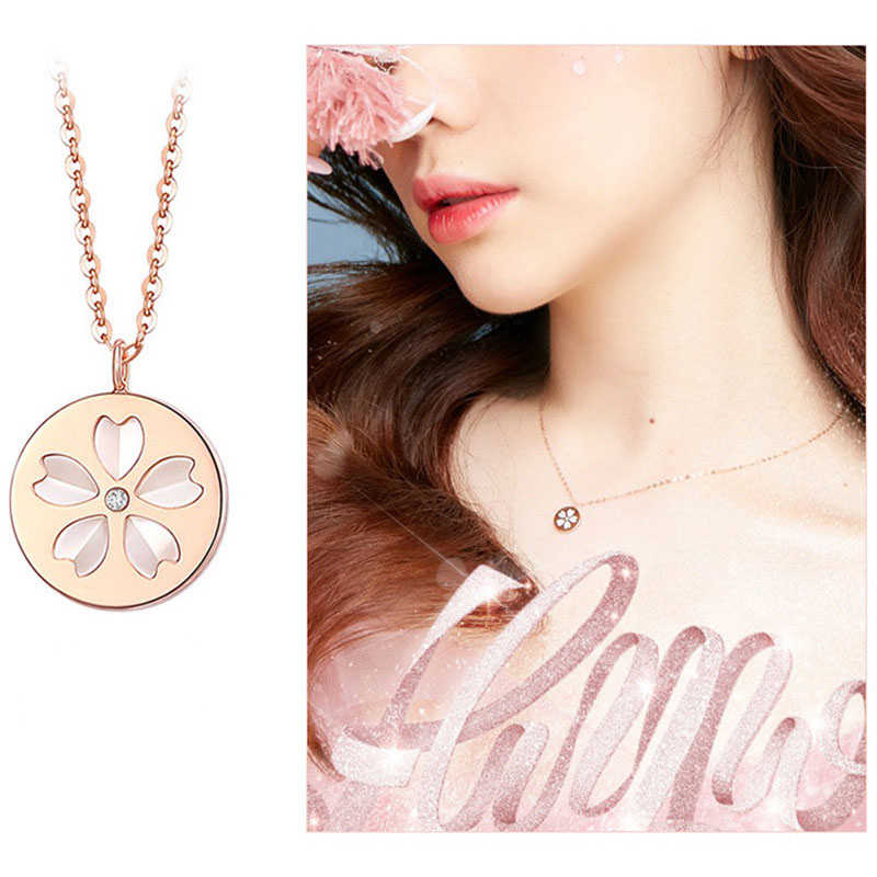 Ladies 925 Silver Cherry Blossom White Fritillary Necklace Disc Coin Pendant