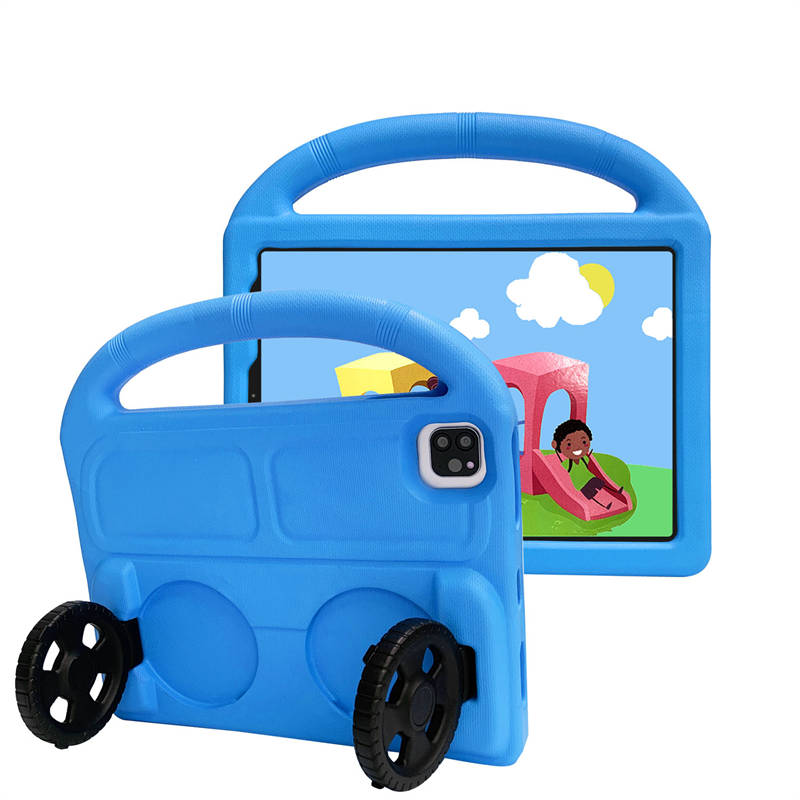 Wheel iPad Case For iPad Pro 11 Air4 10.9 inch Shockproof Stand Cover With Handle Stand-Blue