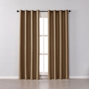 2 Panels Solid Color Blackout Curtains for Living Room-Brown