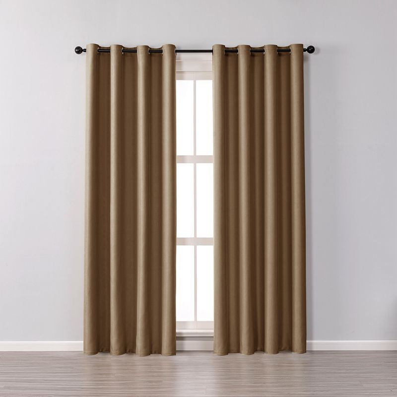 2 Panels Solid Color Blackout Curtains for Living Room-Brown