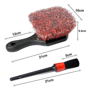 2Pack Wheel and Tire Brush Set For Scrubbing Grime-Red