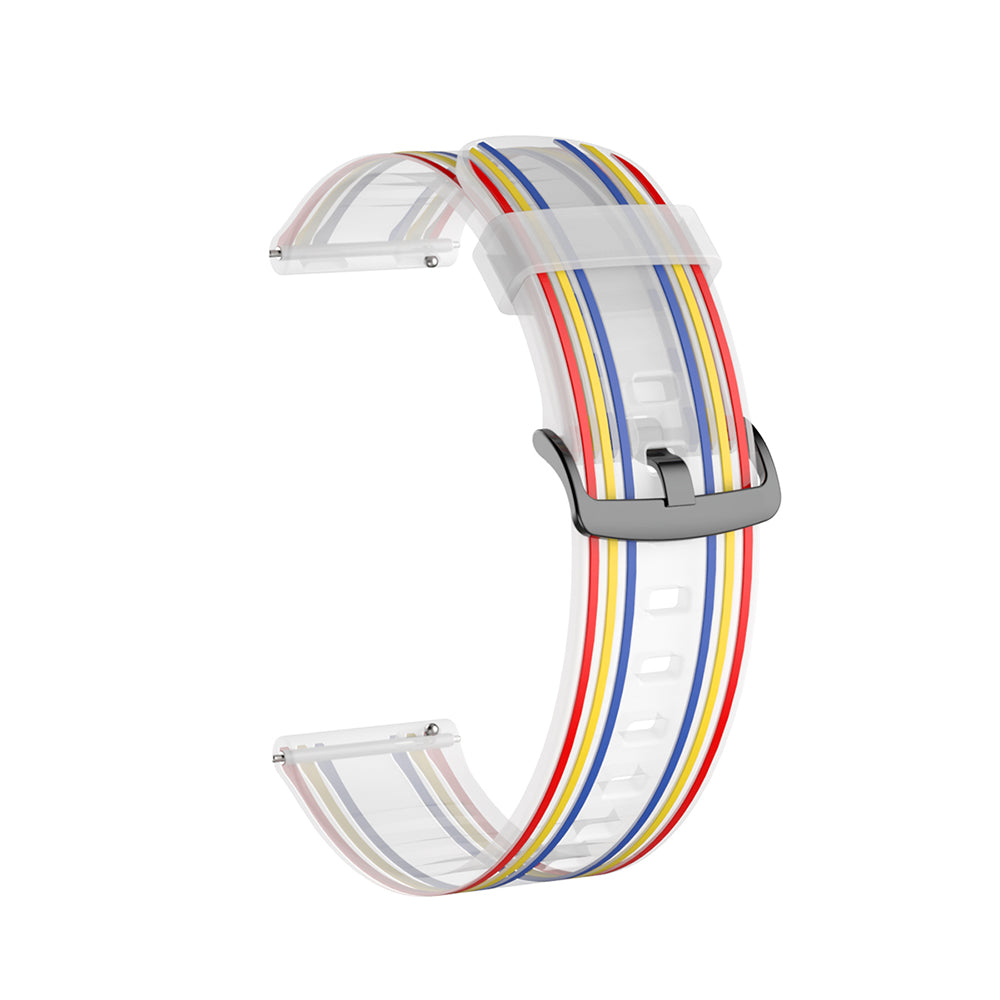 Silicone Band Striped Watch Band For Samsung Galaxy Watch 42/46mm Gear S3 Frontier/Classic(Rainbow Transparent)