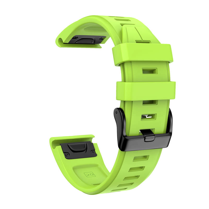 Silicone Replacement Band 20mm Quick Release Easy Fit For Garmin Fenix 5S/5S Plus/6S/6S Pro Smartwatch Black Steel Buckle-Lime