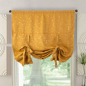 Rod Pocket Star Blackout Roman Curtain Tie Up Small Window Curtain 46X63In-Gold