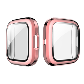 For Fitbit Versa 2 Electroplated PC Slim Full Cover Watch Case -Pink