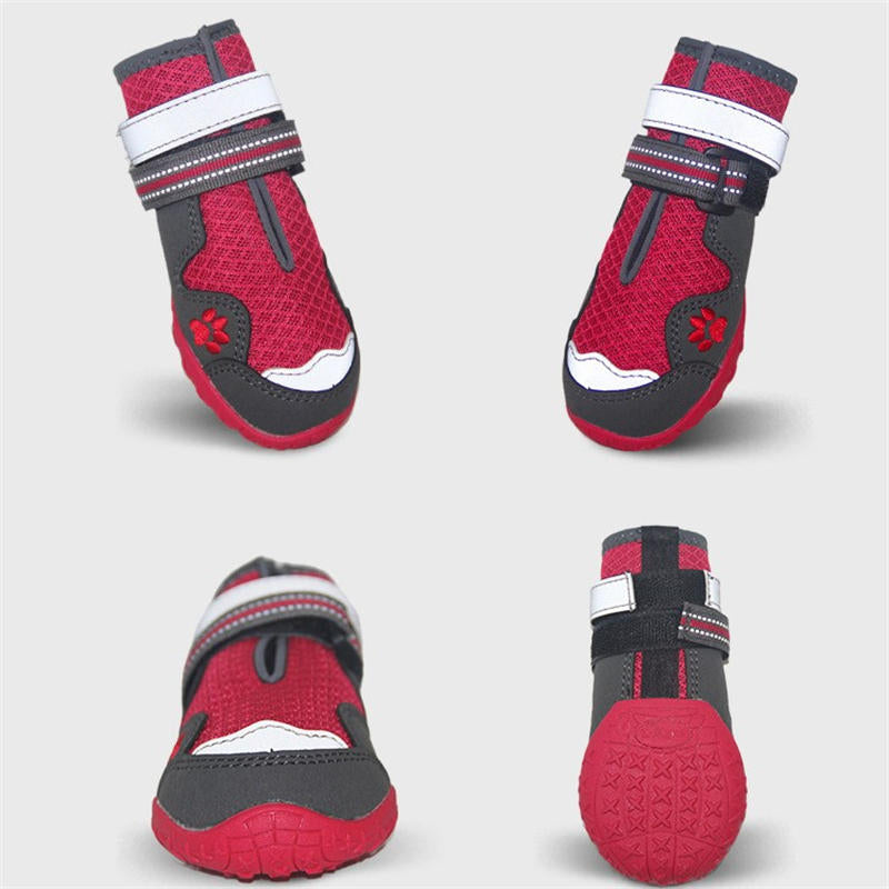 Paw Protector Dog Shoes Mesh Anti-Slip Sole Outdoor Dog Boots-Red