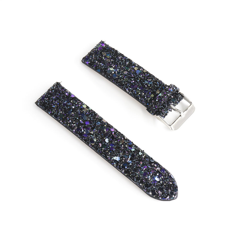 Glitter Leather Bands For Samsung S3/Galaxy Watch 46mm(Black)