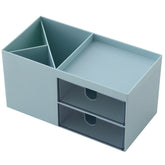 Plastic Cosmetic Storage Box Office Desk Multi-Functional Organizer -Blue