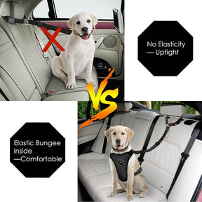 Dog Seat Belt Pet Car Seatbelt Headrest Restraint Adjustable Reflective Elastic Connect Dog Harness-Black