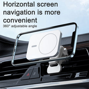 Magnetic Wireless Car Charger 15W Fast Charging Air Vent Mount Charger For iPhone 12-White