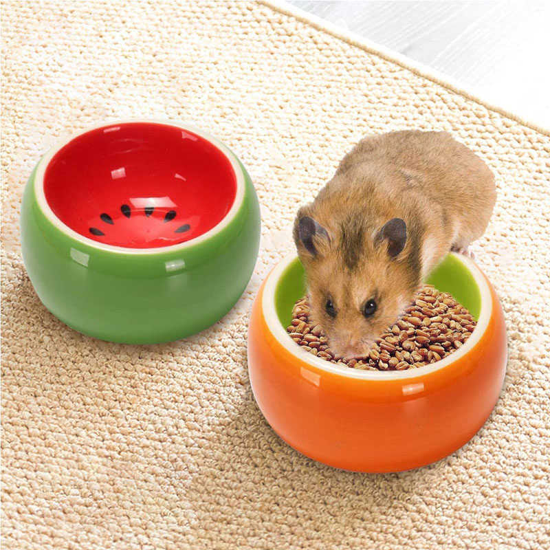 2 Pcs Hamster Ceramic Food Bowl Water Feeding Dish-B