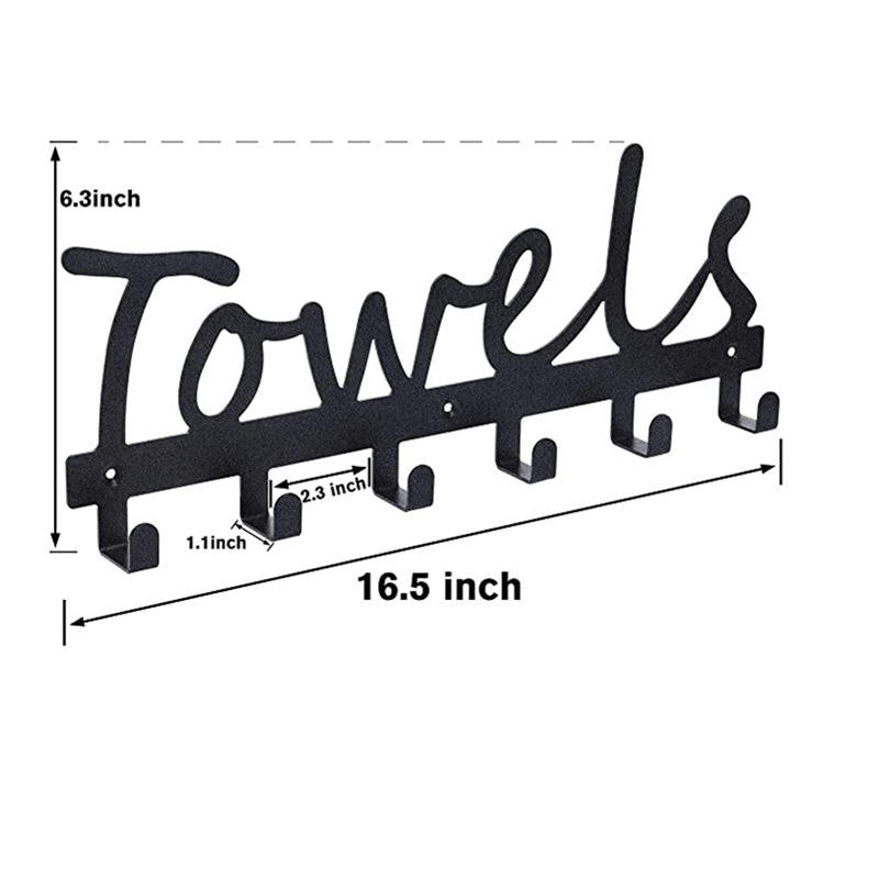 Aesthetic Bathroom Towel Rack for Wall Mount Space Saving Towel Holder 6 Hooks