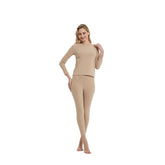 Women's Ultra Soft Autumn And Winter Thermal Underwear Fleece Lined Pajamas-FleshColored