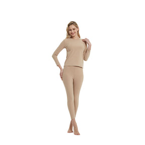 Women's Ultra Soft Autumn And Winter Thermal Underwear Fleece Lined Pajamas-FleshColored