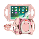 CatB Silicone Case For iPad Mini 5 4 3 2 1 Shockproof Shoulder Strap Handle Stand-Pink