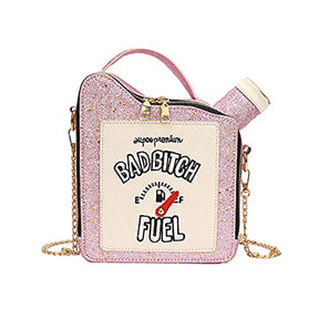 Women Fashion Sequin Crossbody Bag Fun Gasoline Handbag-Pink