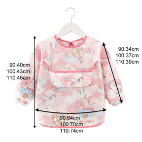 Kids Waterproof Art Smock Cartoon Long Sleeve Aprons with Bib-Castle