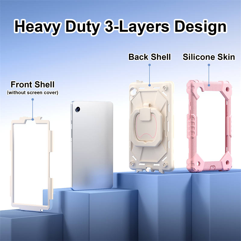 Heavy Duty Silicone Case with S Pen Holder Shoulder Strap for Samsung Tab A9-B