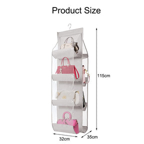 2 Pcs Hanging Purse Organizer 8 Easy Access Pockets for Wardrobe-Grey