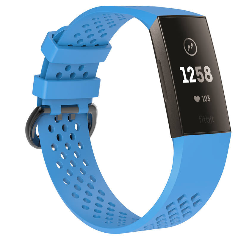 Watch Band for Fitbit Charge 3 Waterproof Band with Breathable Holes for Women Men-Sky Blue