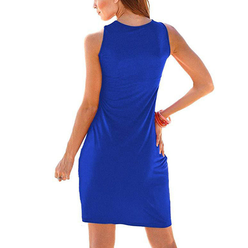 Summer Beach Tank Dresses Sleeveless Tunic Long Dress-RoyalBlue